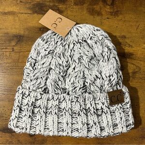 C.C Black and White Knit Beanie Hat NWT